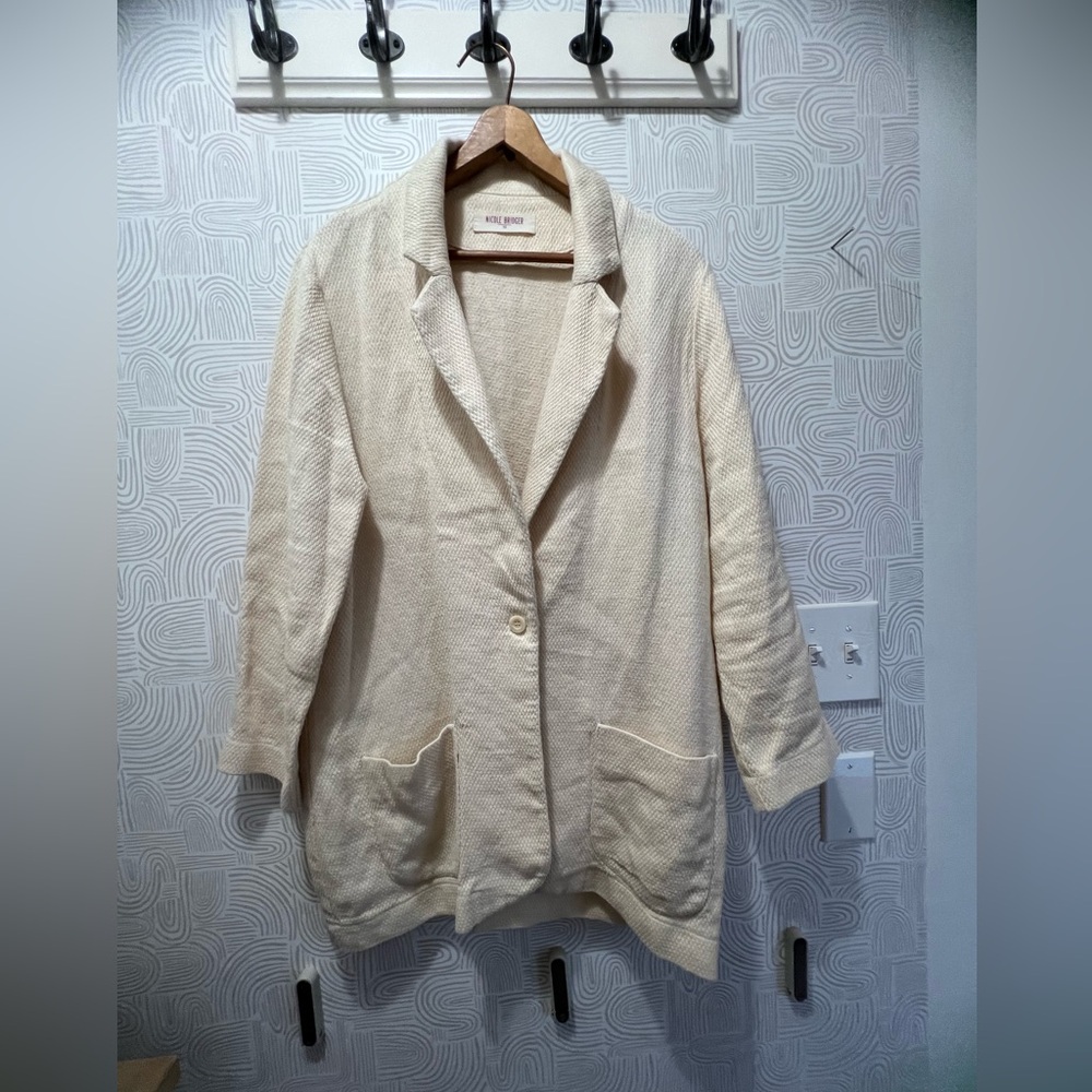 Nicole Bridger natural over sized woven blazer